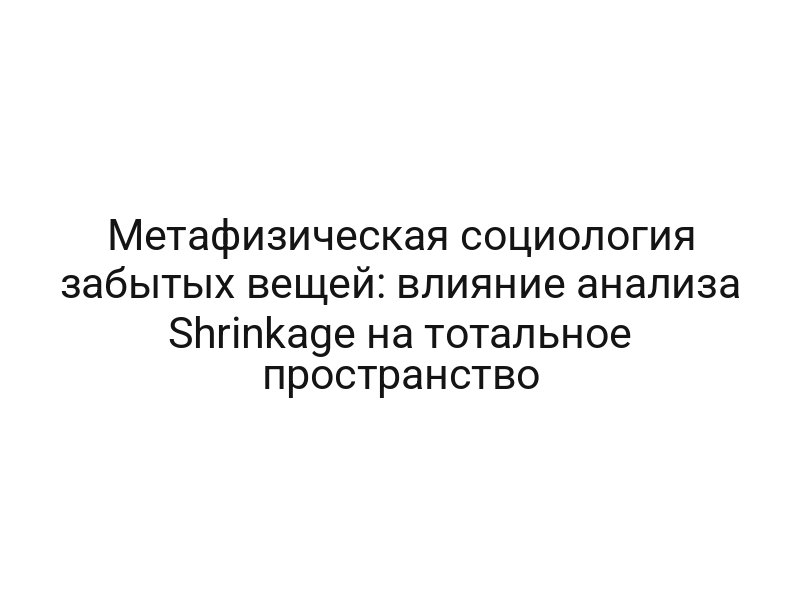 Метафизическая социология забытых вещей: влияние анализа Shrinkage на тотальное пространство